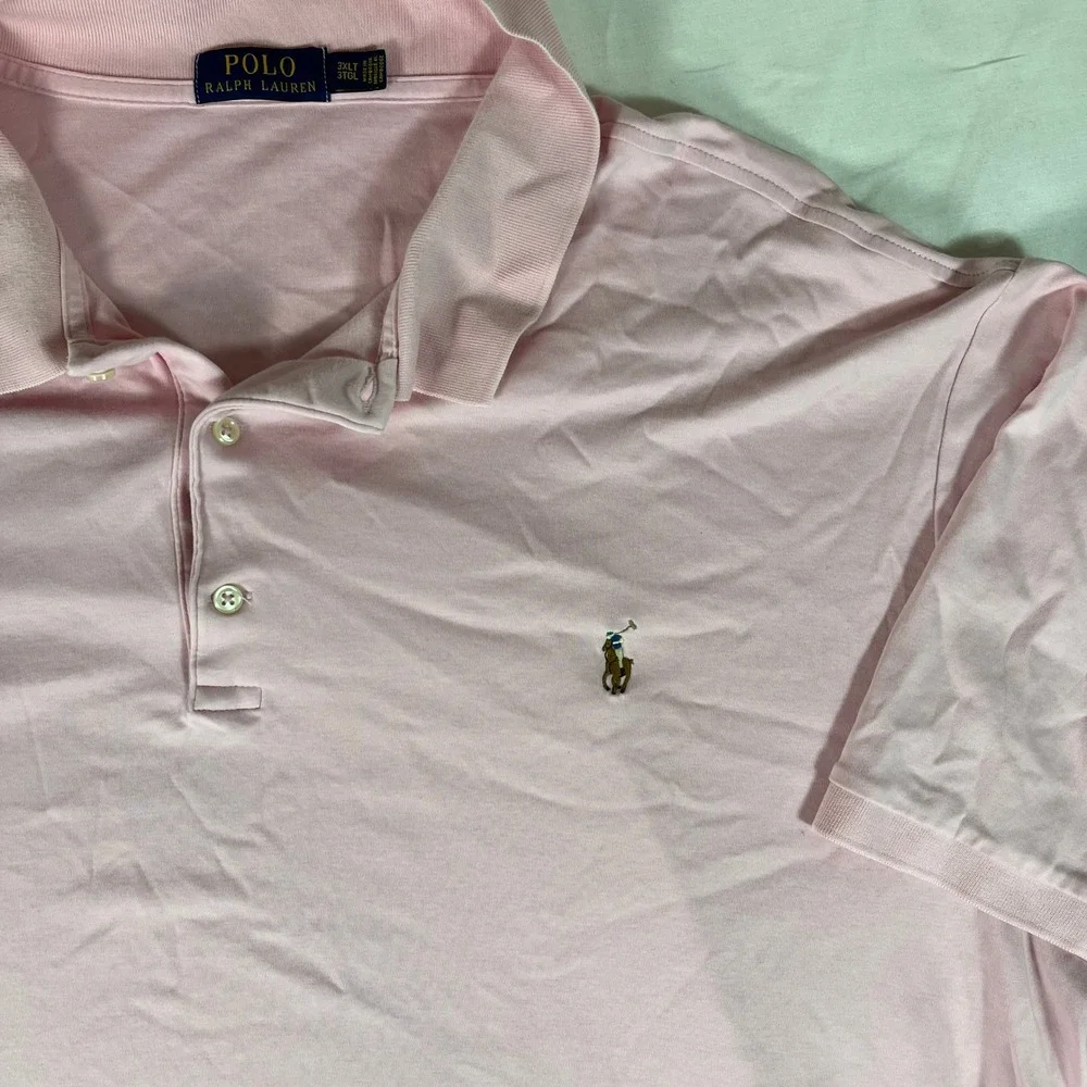 Polo Ralph Lauren Polo Shirt Mens 3XLT Pink Excellent Short Sleeve Tall Pony